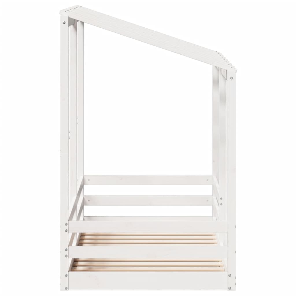 Children's bed with roof white 70x140 cm solid pine wood