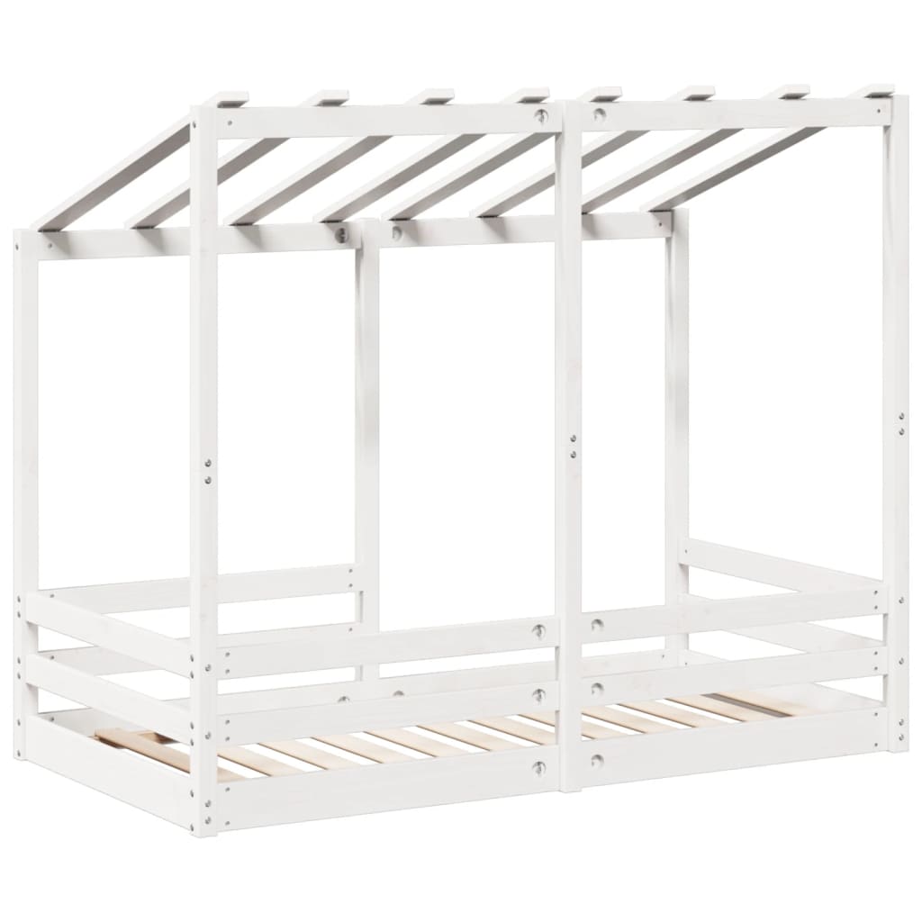 Children's bed with roof white 70x140 cm solid pine wood