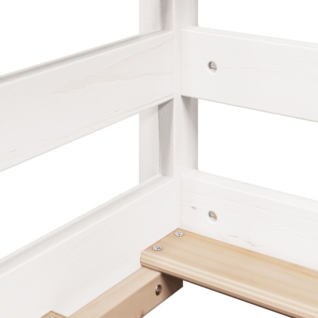 Children's bed with roof white 70x140 cm solid pine wood