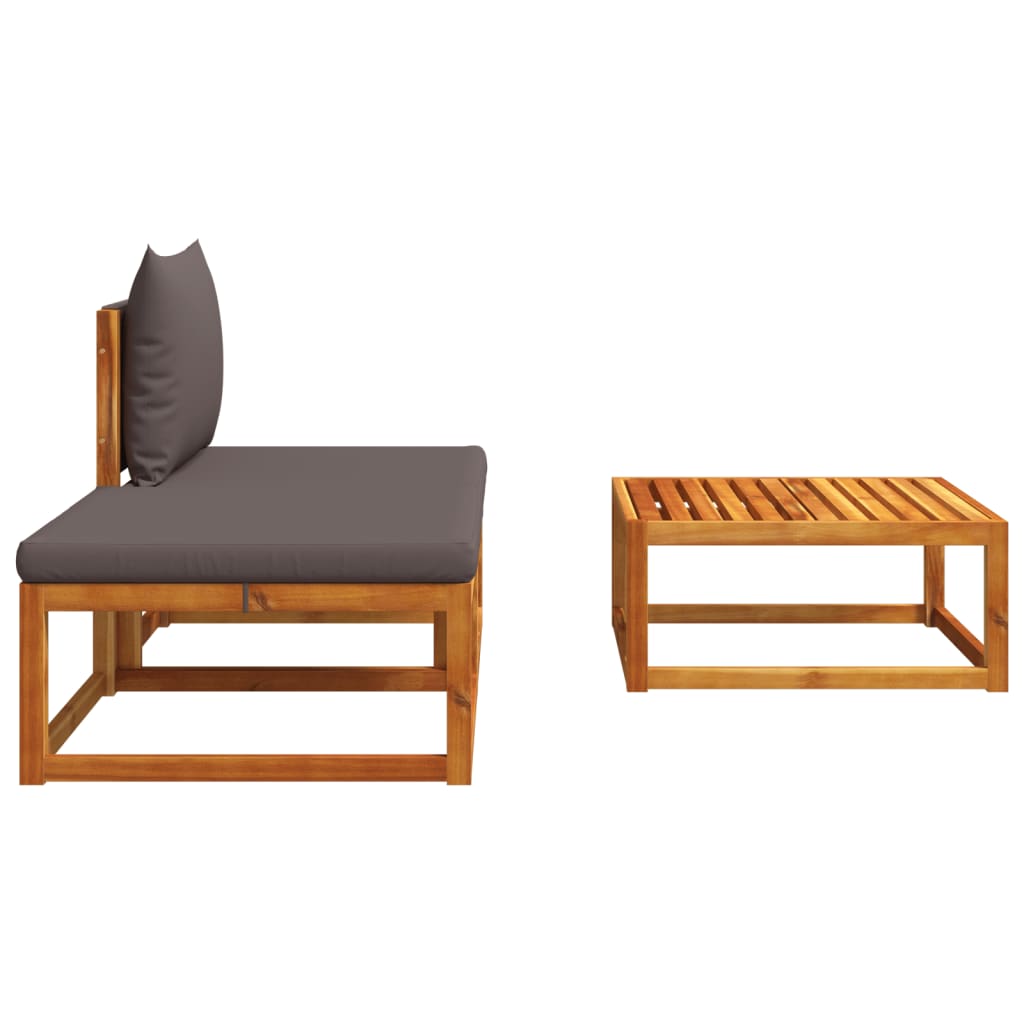 3-piece garden sofa set with cushions solid acacia wood