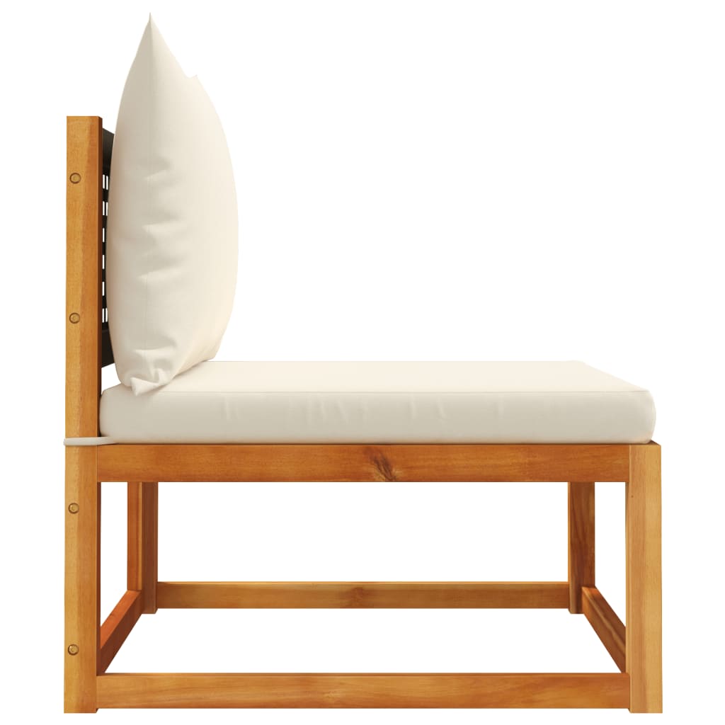 Gartensofa ohne Armlehnen mit Kissen Holz Akazie & Rattan
