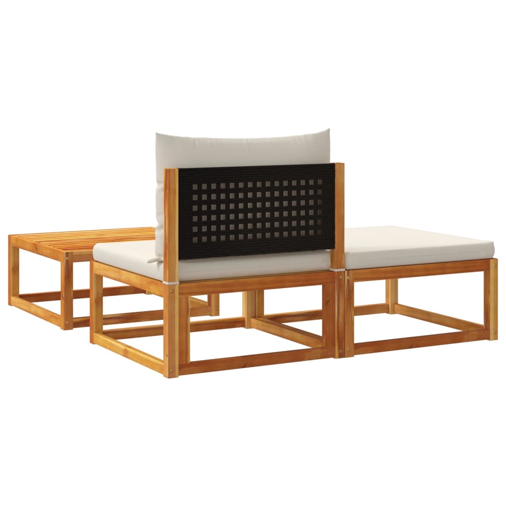 3-piece garden sofa set with cushions solid acacia wood