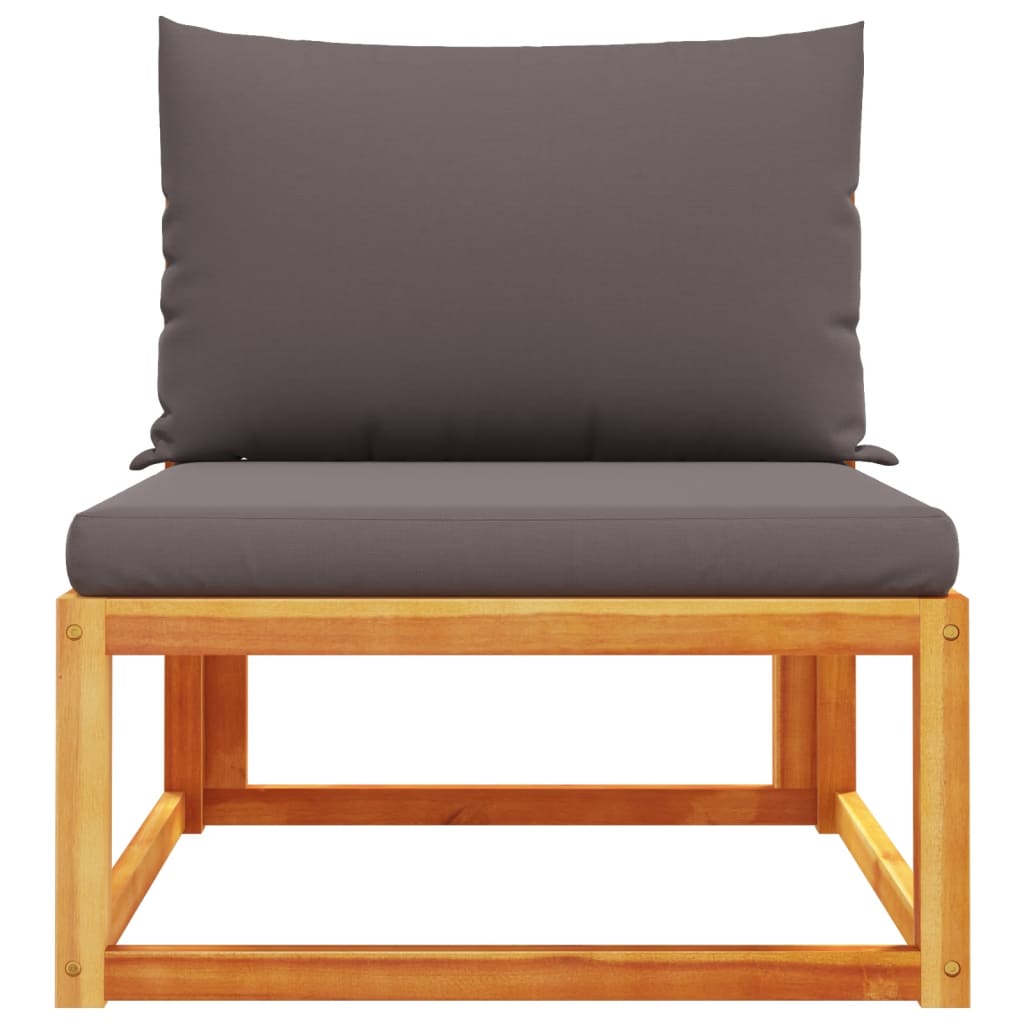 Gartensofa ohne Armlehnen mit Kissen Holz Akazie & Rattan
