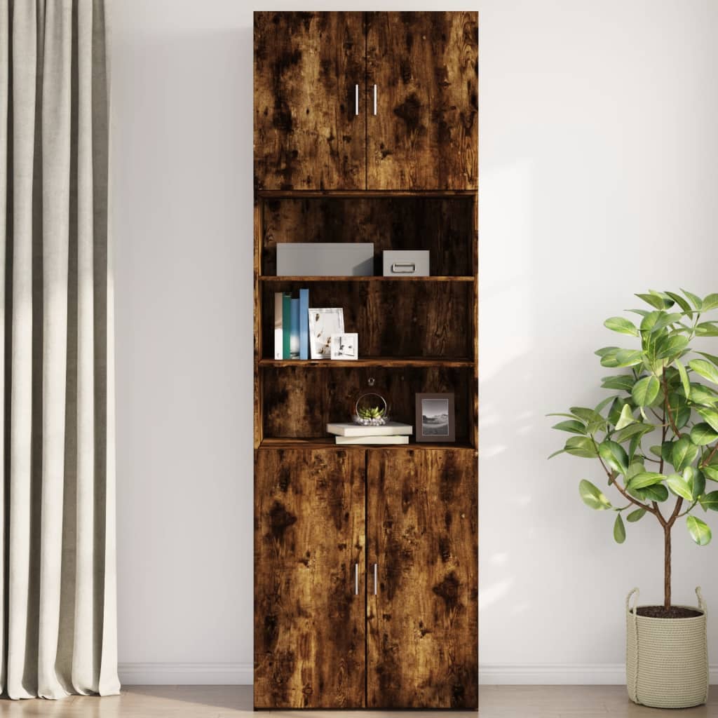 Wall Cabinet Smoked Oak 80x42.5x64 cm Wood Material