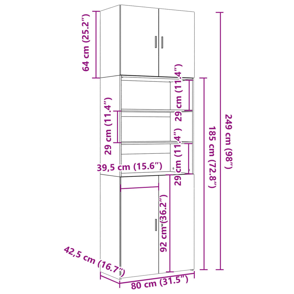 Highboard Räuchereiche 80x42,5x249 cm Holzwerkstoff