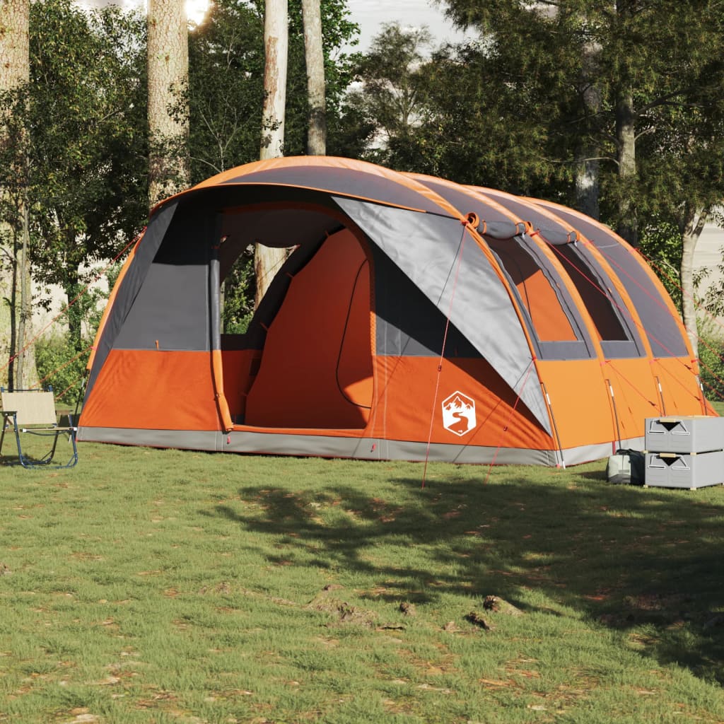 Tunnel Tent 5 Persons Grey and Orange Waterproof