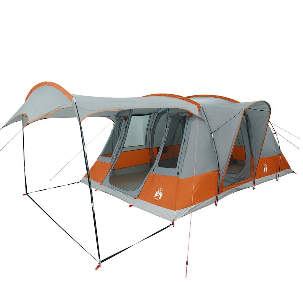 Tente tunnel 5 personnes grise et orange imperméable