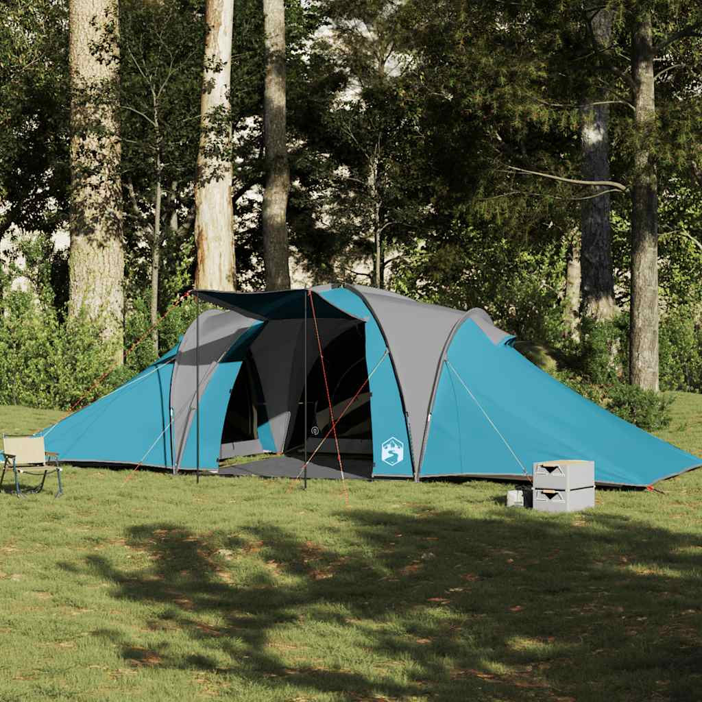 Tente familiale dôme 6 personnes bleue imperméable
