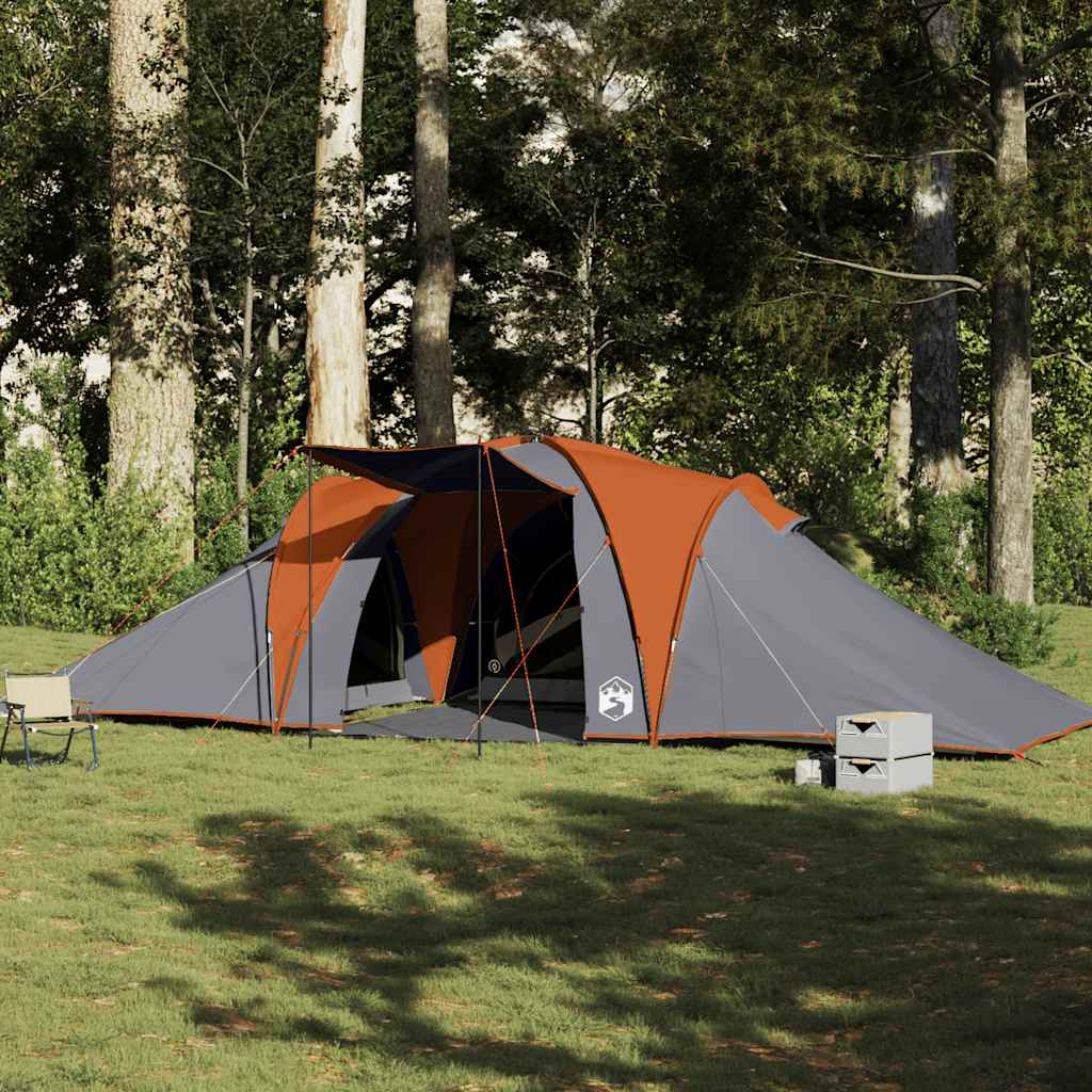 Tente Familiale Dôme 6 Personnes Grise et Orange Etanche