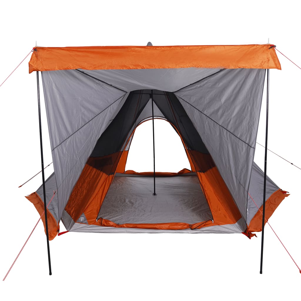 Tipi family tent 6 people grey and orange waterproof