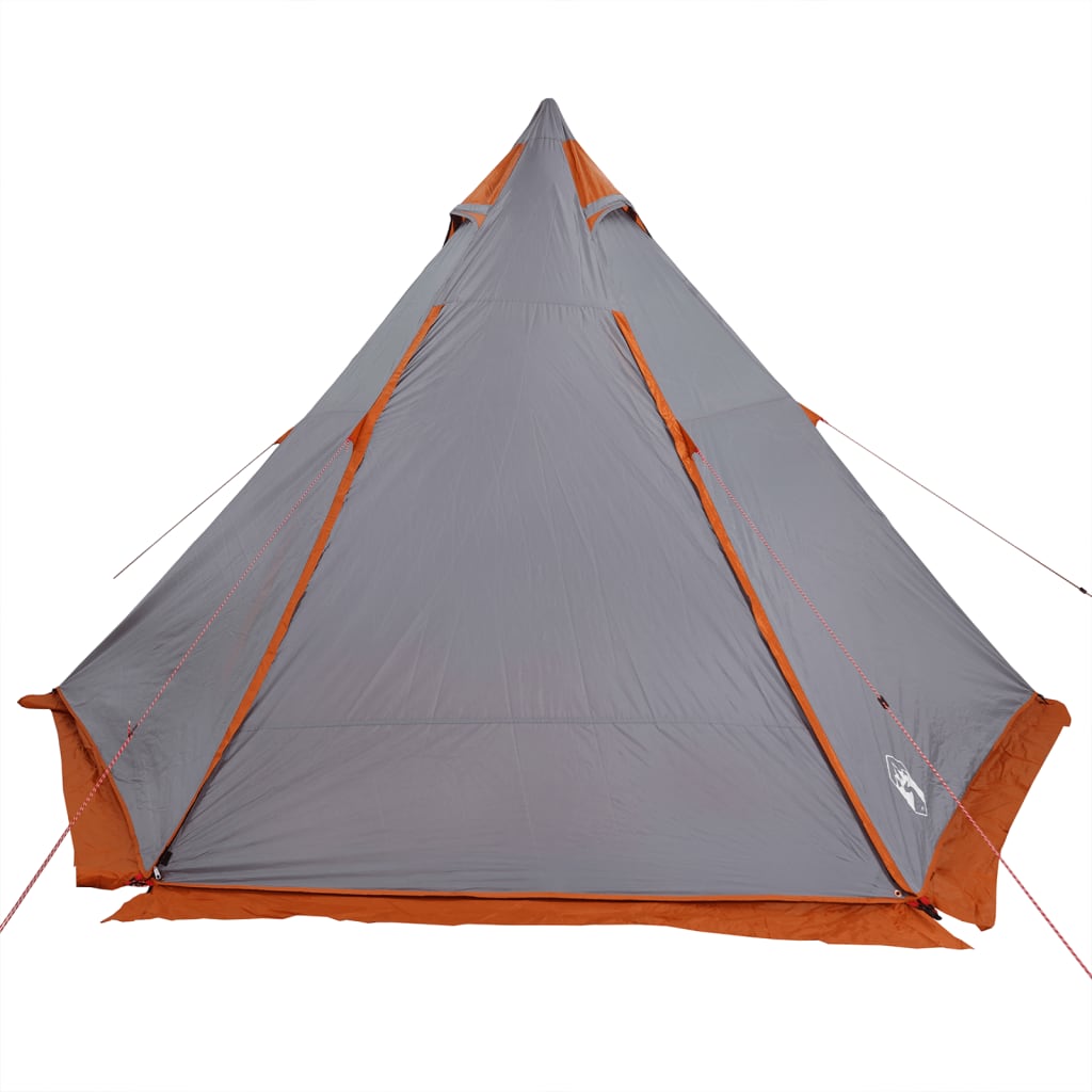 Tipi family tent 6 people grey and orange waterproof