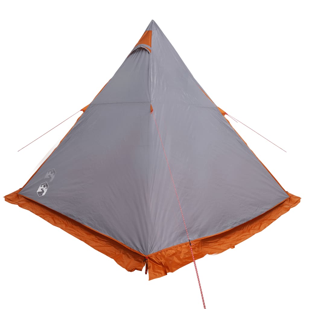 Tipi family tent 6 people grey and orange waterproof