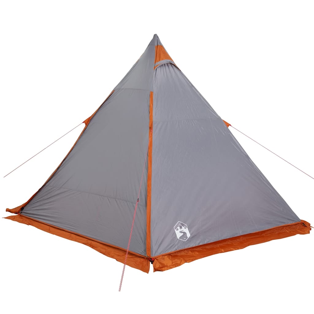 Tipi family tent 6 people grey and orange waterproof