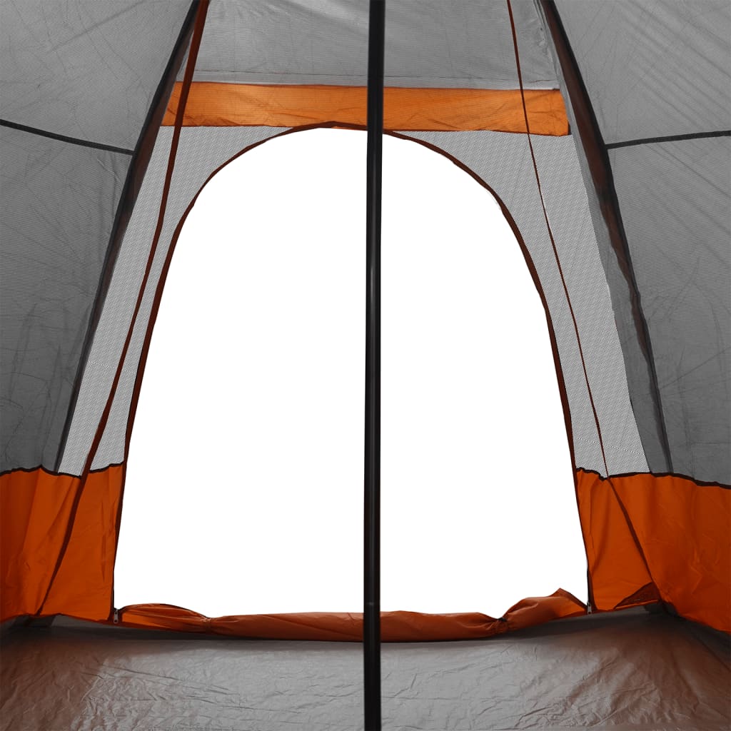 Tipi family tent 6 people grey and orange waterproof