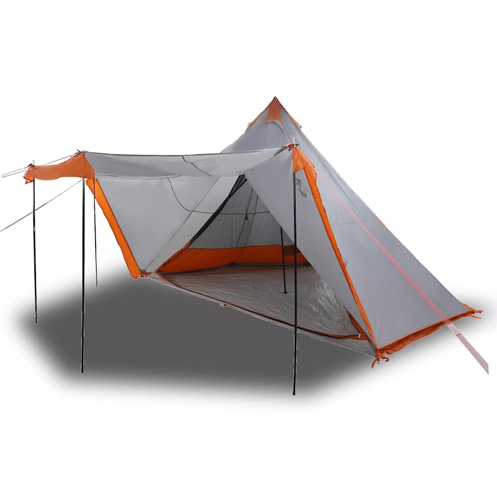 Tente Tipi Familiale 8 Personnes Gris et Orange Etanche
