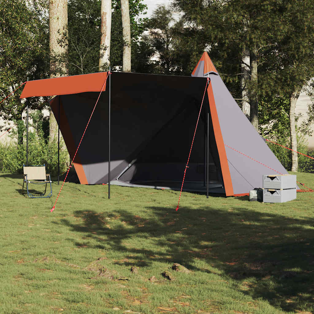 Tente Tipi Familiale 8 Personnes Gris et Orange Etanche