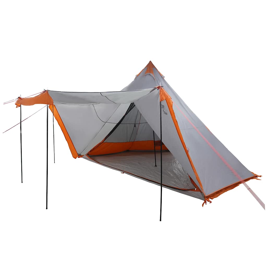 Tente Tipi Familiale 8 Personnes Gris et Orange Etanche