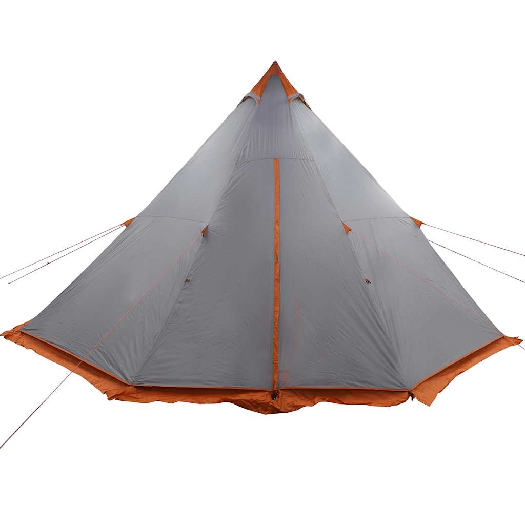 Tente Tipi Familiale 8 Personnes Gris et Orange Etanche