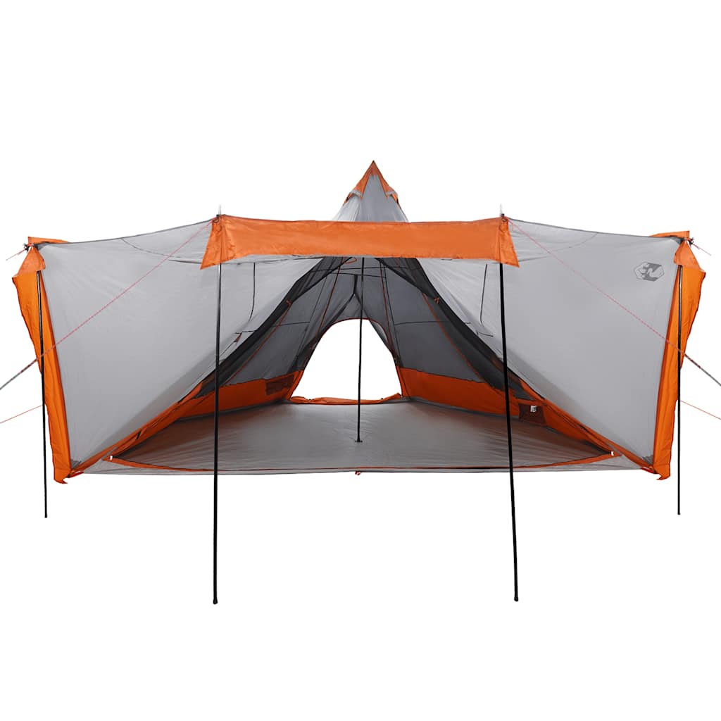 Tente Tipi Familiale 8 Personnes Gris et Orange Etanche