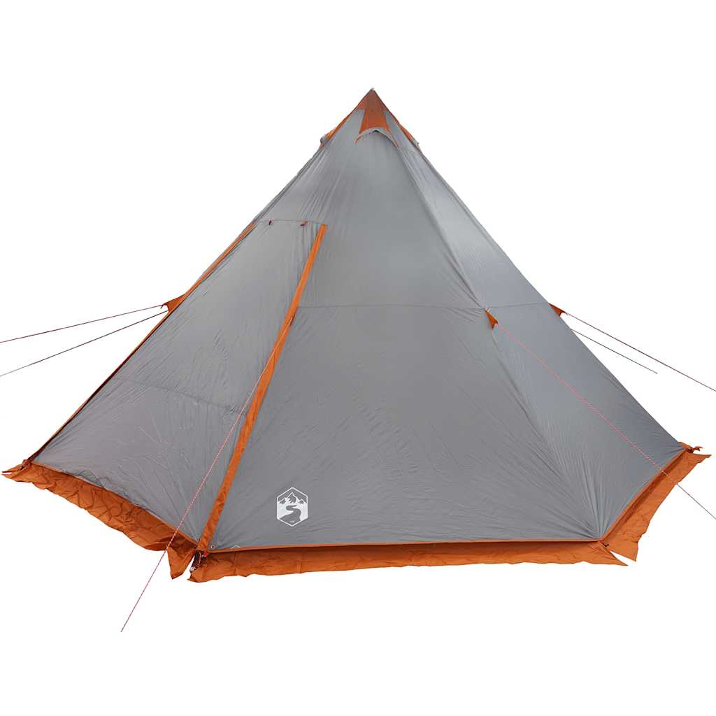 Tente Tipi Familiale 8 Personnes Gris et Orange Etanche