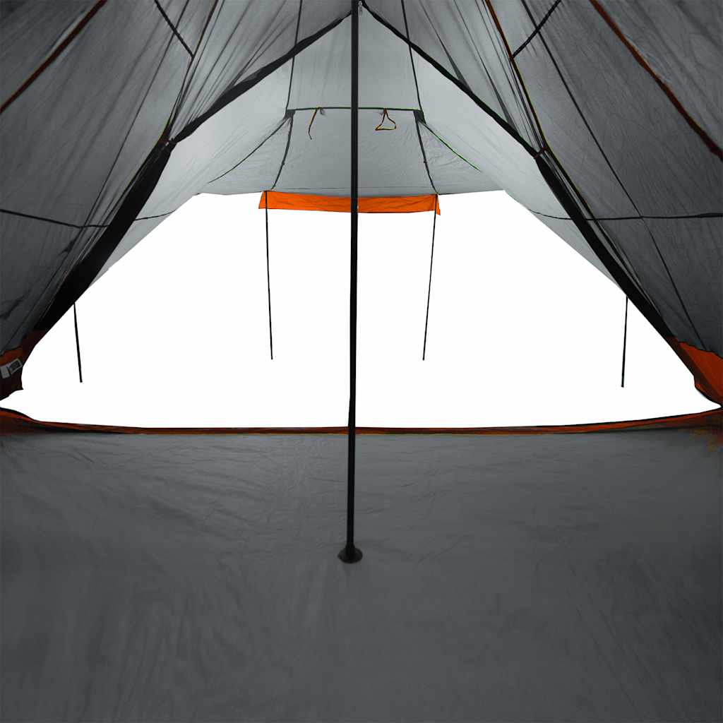 Tente Tipi Familiale 8 Personnes Gris et Orange Etanche