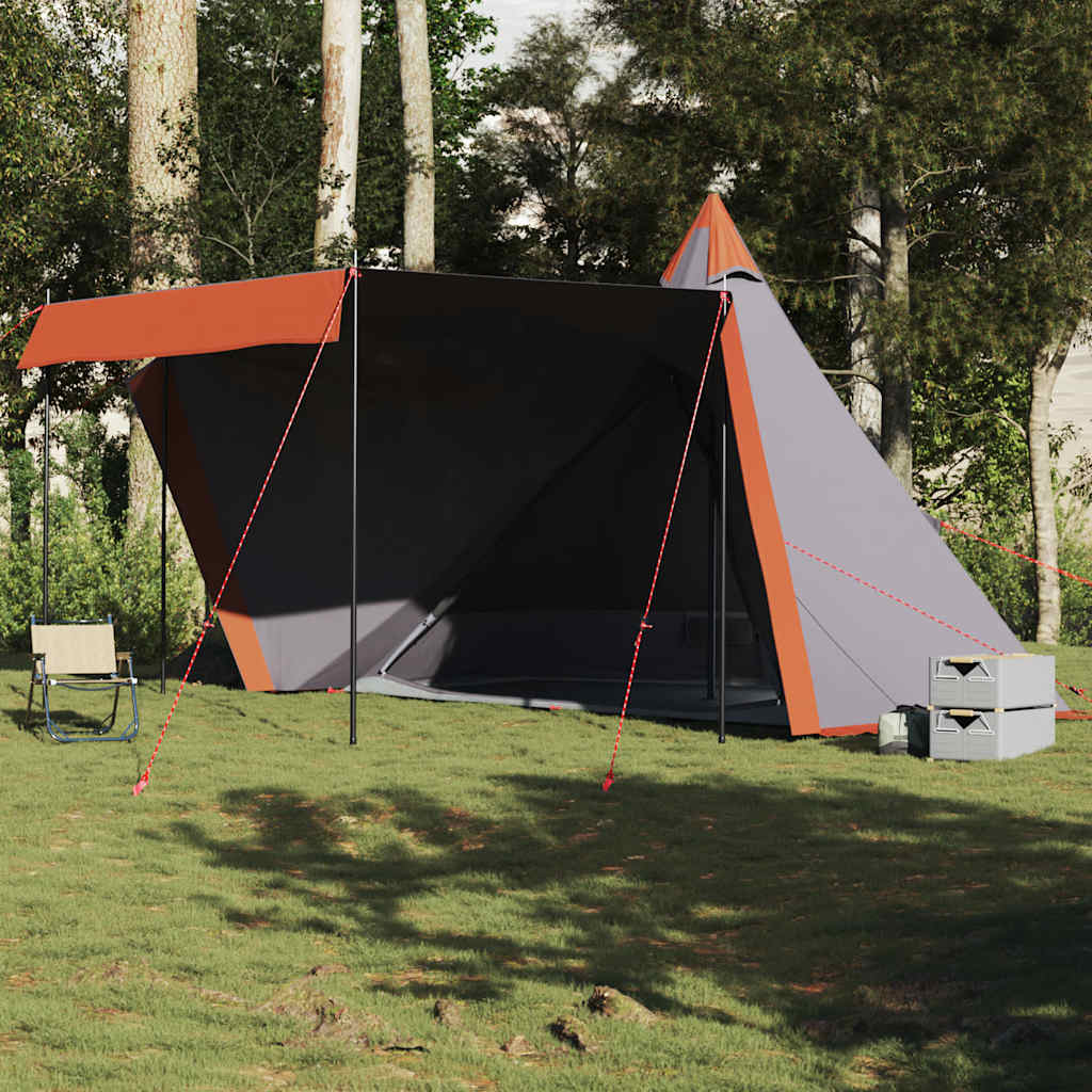 Tente Tipi Familiale 8 Personnes Gris et Orange Etanche