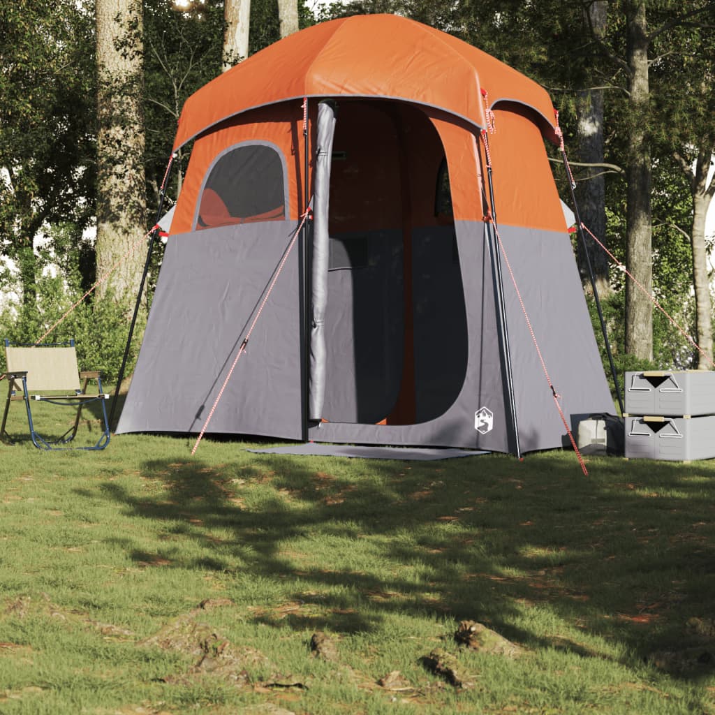 Shower Tent 2 Persons Grey and Orange Waterproof