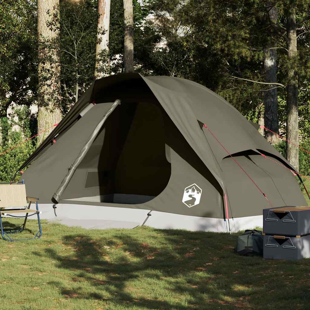 Tente familiale dôme 6 personnes marron imperméable