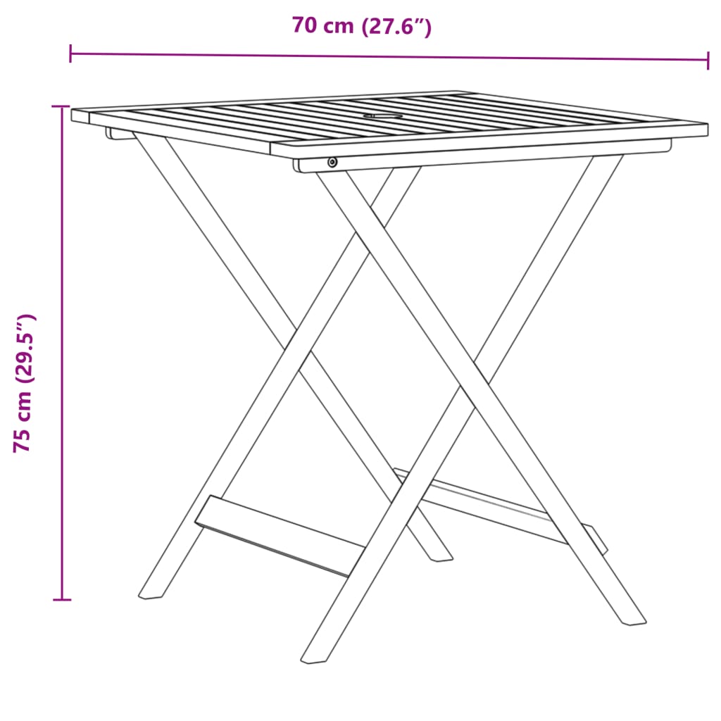3-tlg. Bistro-Set Blattmuster Stoff und Massivholz