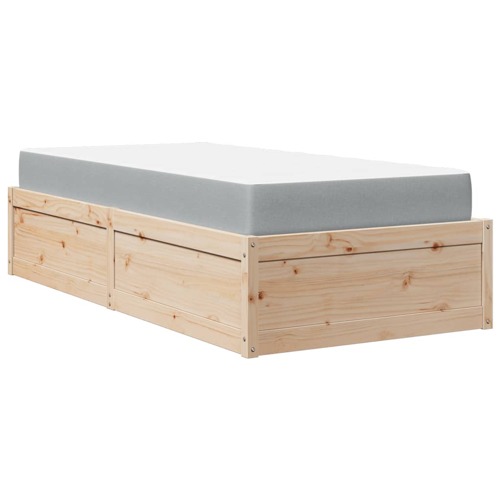 Bett mit Matratze 100x200 cm Massivholz Kiefer