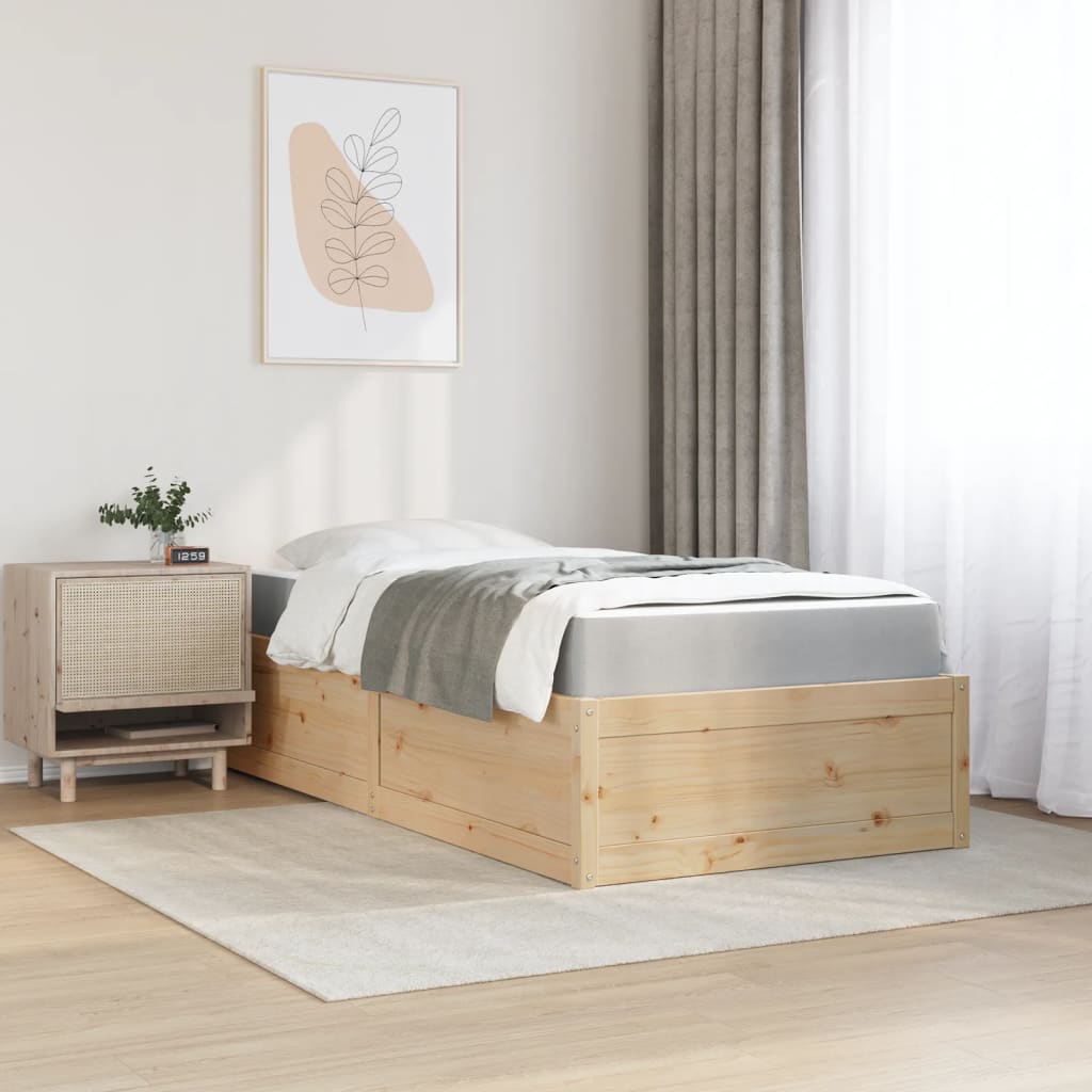 Bett mit Matratze 100x200 cm Massivholz Kiefer