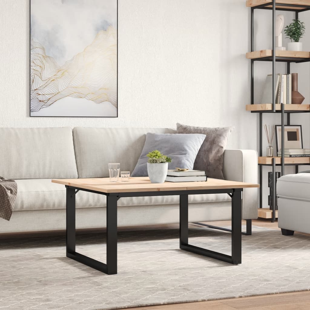 Coffee table O-frame 90x90x45cm solid pine and cast iron