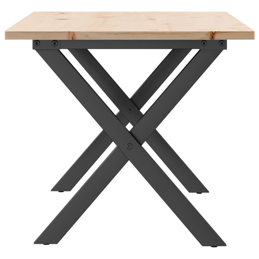 Coffee table X-frame 90x40x45cm solid pine and cast iron