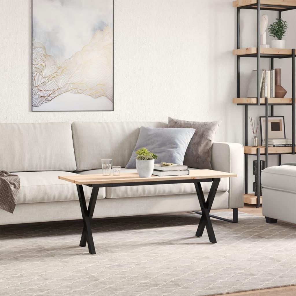 Table basse X-frame 110x40x45 cm pin massif et acier