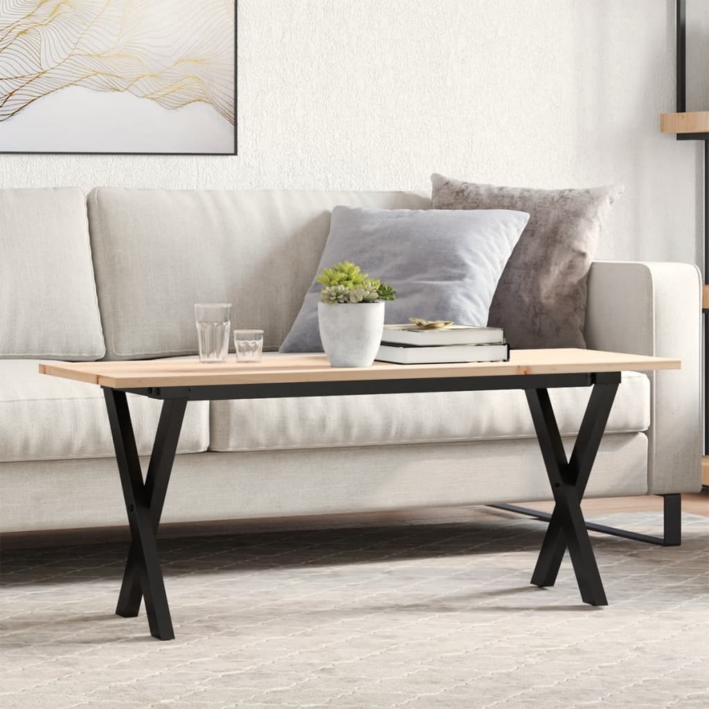 Table basse X-frame 110x40x45 cm pin massif et acier