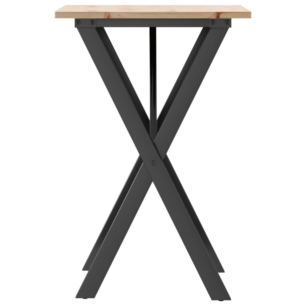Esstisch X-Gestell 50x50x75 cm Massivholz Kiefer und Stahl