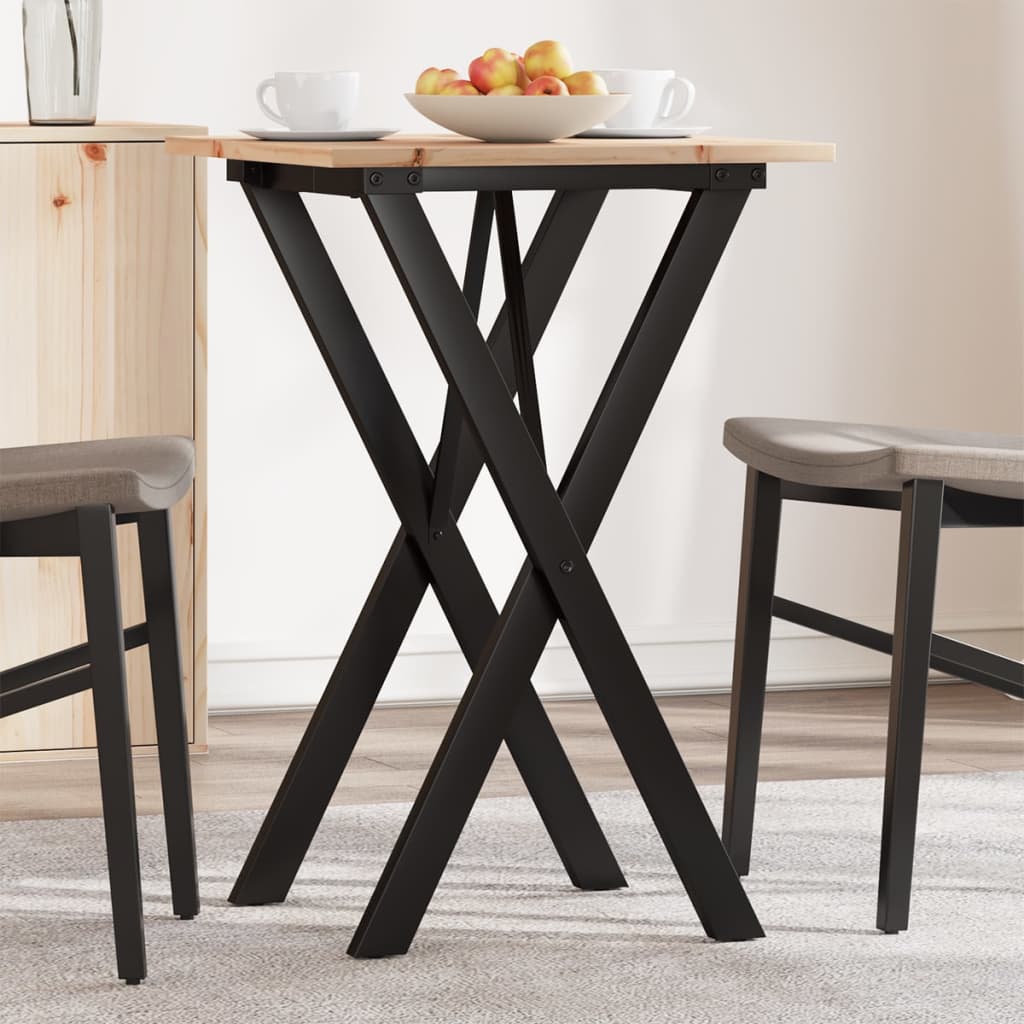 Esstisch X-Gestell 50x50x75 cm Massivholz Kiefer und Stahl