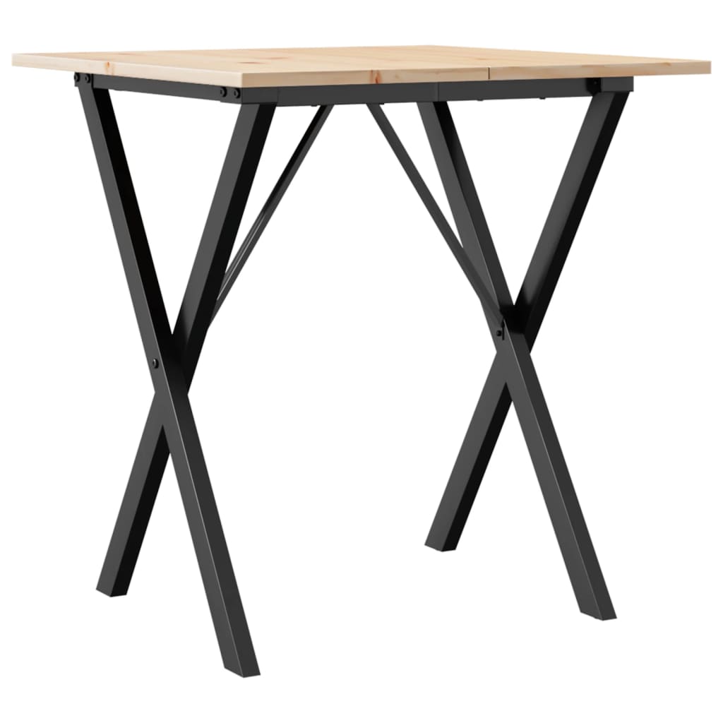 Table à manger structure en X 70x70x75 cm pin massif et acier