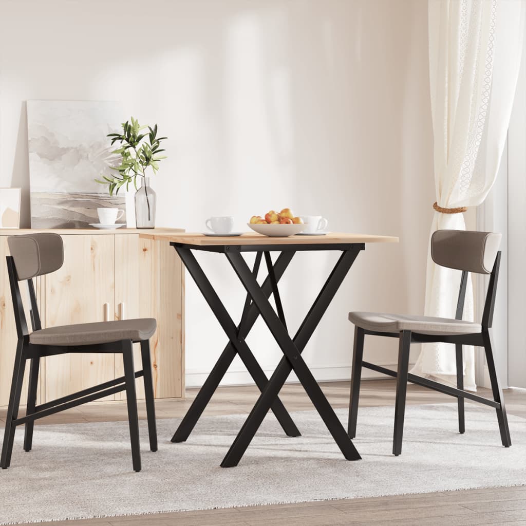 Table à manger structure en X 70x70x75 cm pin massif et acier