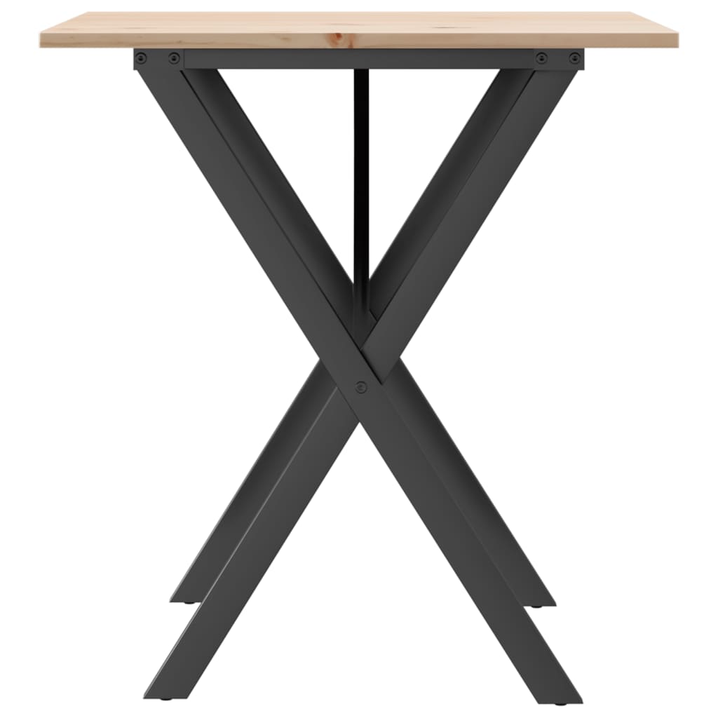 Table à manger structure en X 70x70x75 cm pin massif et acier