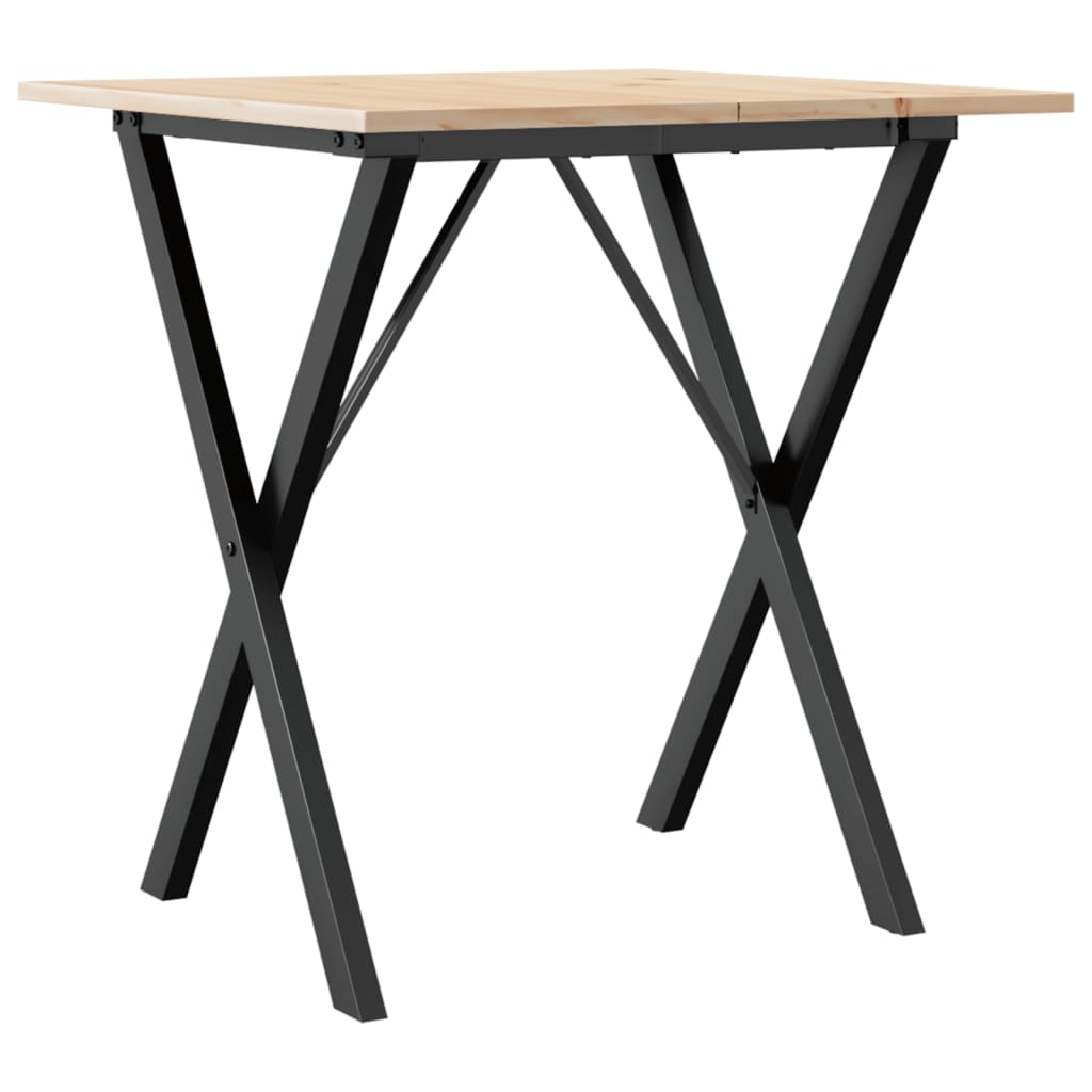 Table à manger structure en X 70x70x75 cm pin massif et acier