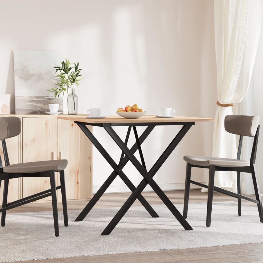 Table à manger X-frame 90x90x75cm pin massif et acier