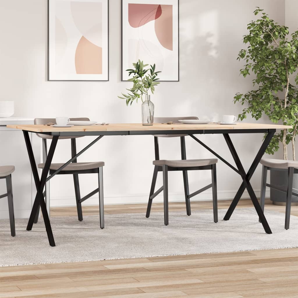 Table à manger X-frame 180x90x75 cm pin massif et acier