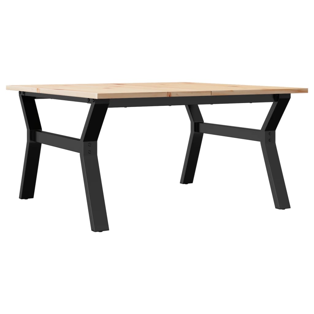 Coffee table Y-frame 80x80x45cm solid pine and cast iron