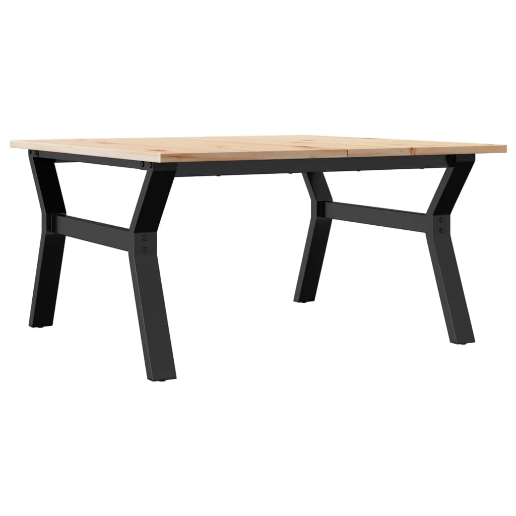 Coffee table Y-frame 80x80x45cm solid pine and cast iron