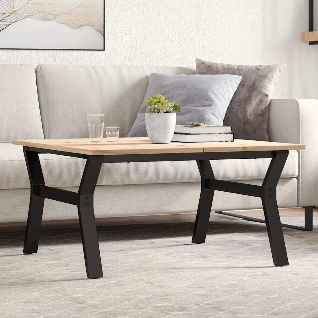 Coffee table Y-frame 80x80x45cm solid pine and cast iron