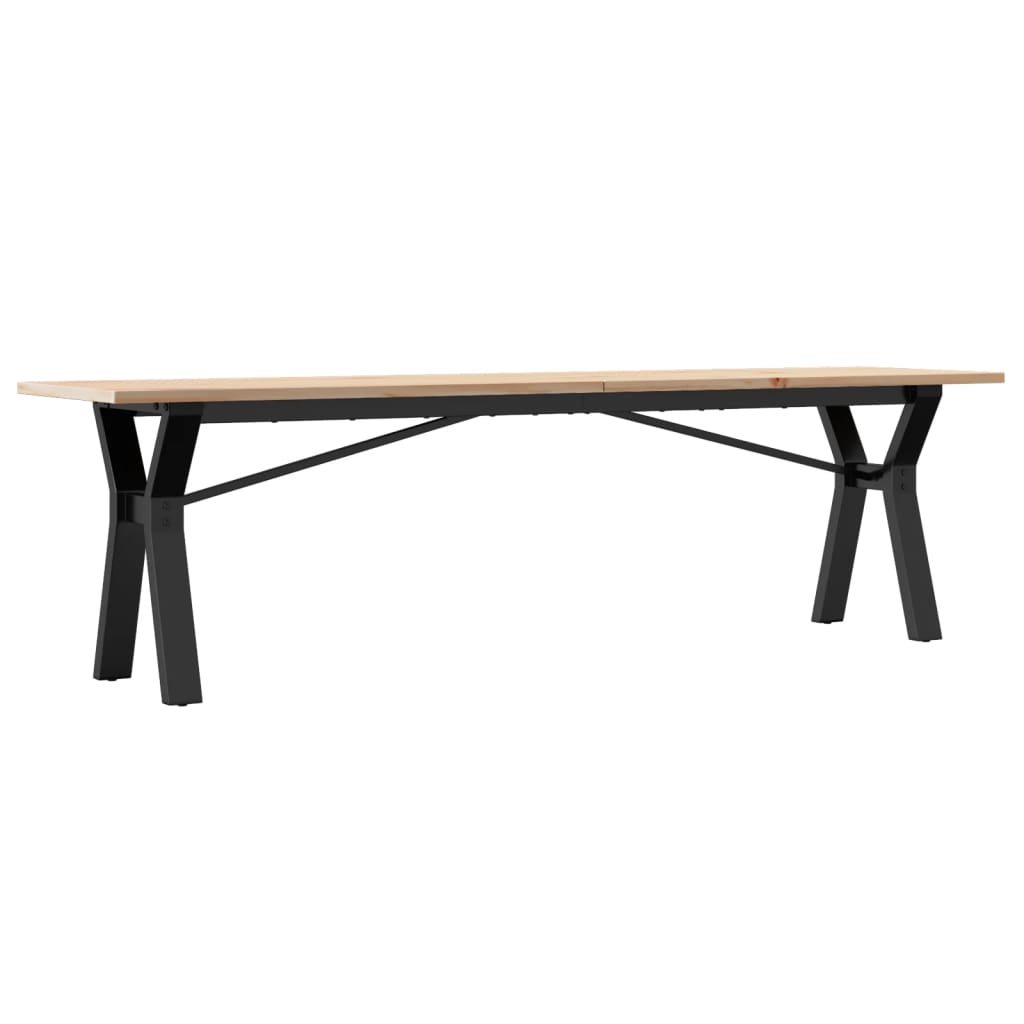 Coffee table Y-frame 160x40x45 cm solid pine & cast iron