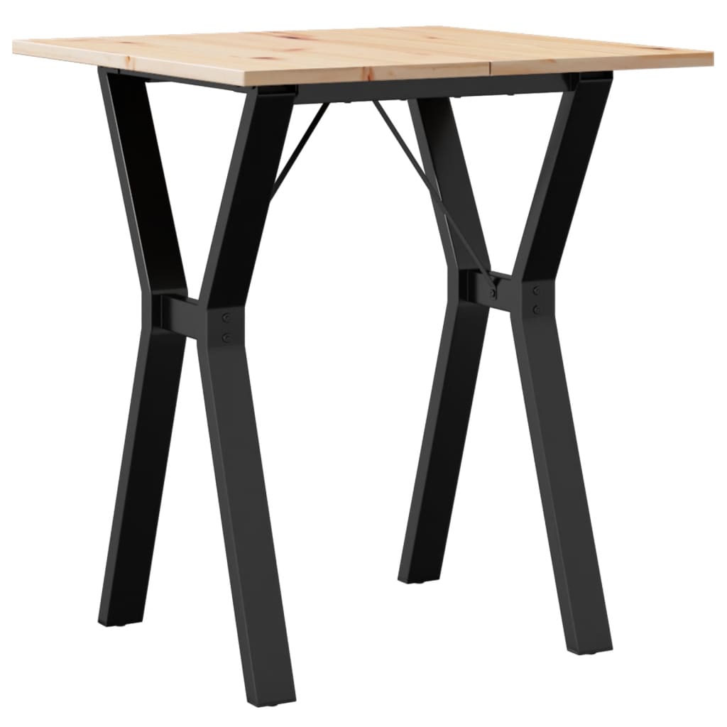 Table à manger structure en Y 70x70x75 cm pin massif et acier