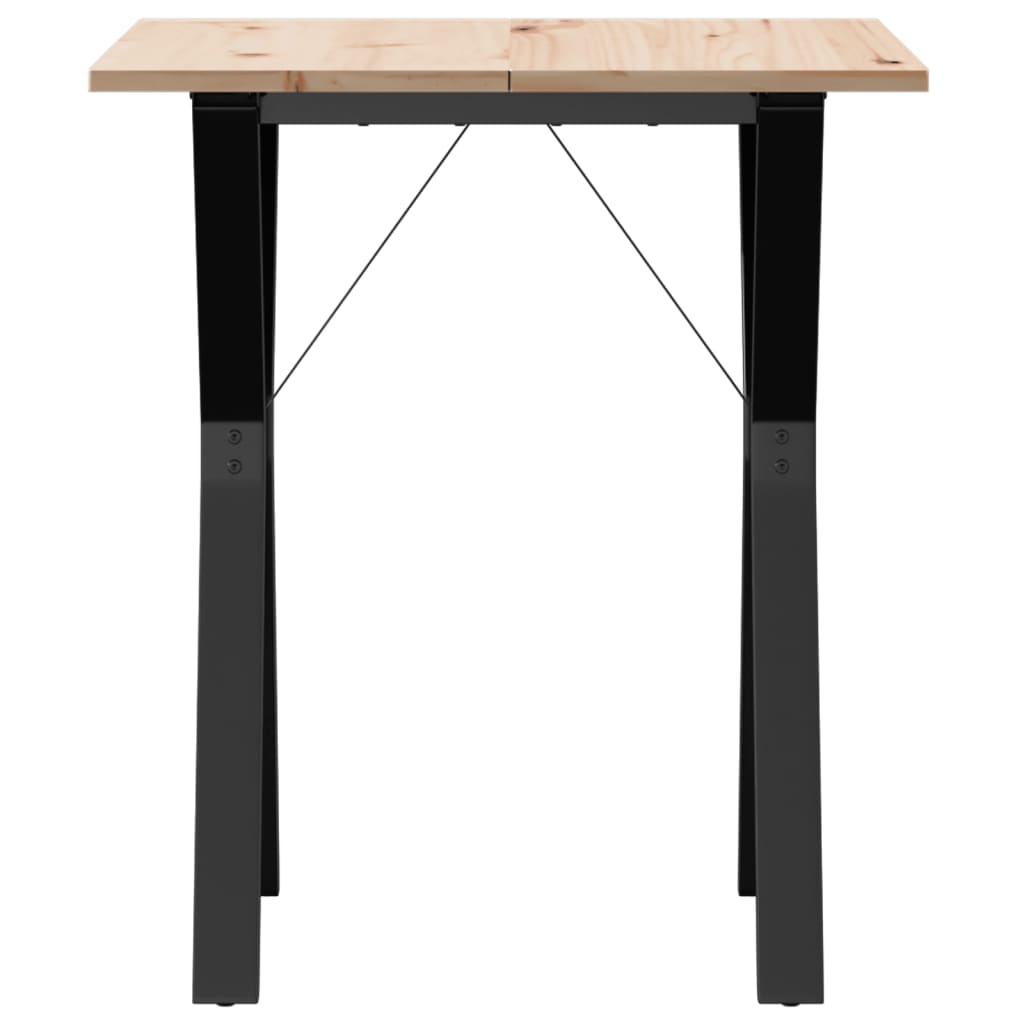 Table à manger structure en Y 70x70x75 cm pin massif et acier