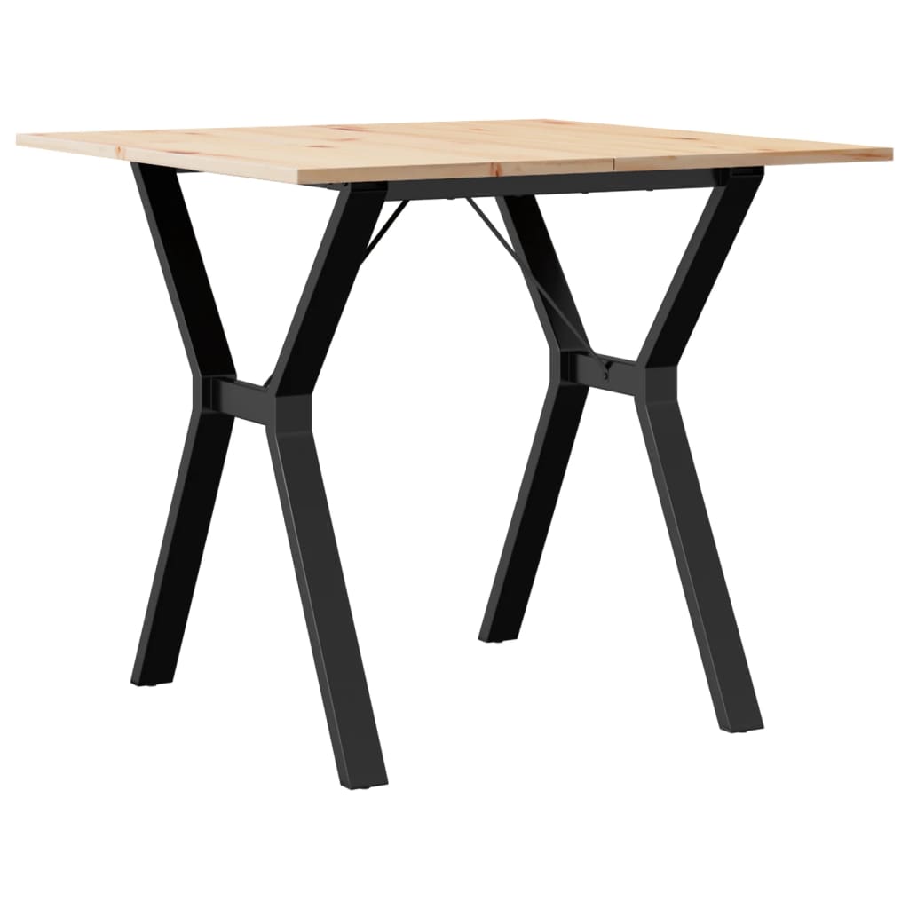 Table à manger structure en Y 80x80x75 cm pin massif et acier